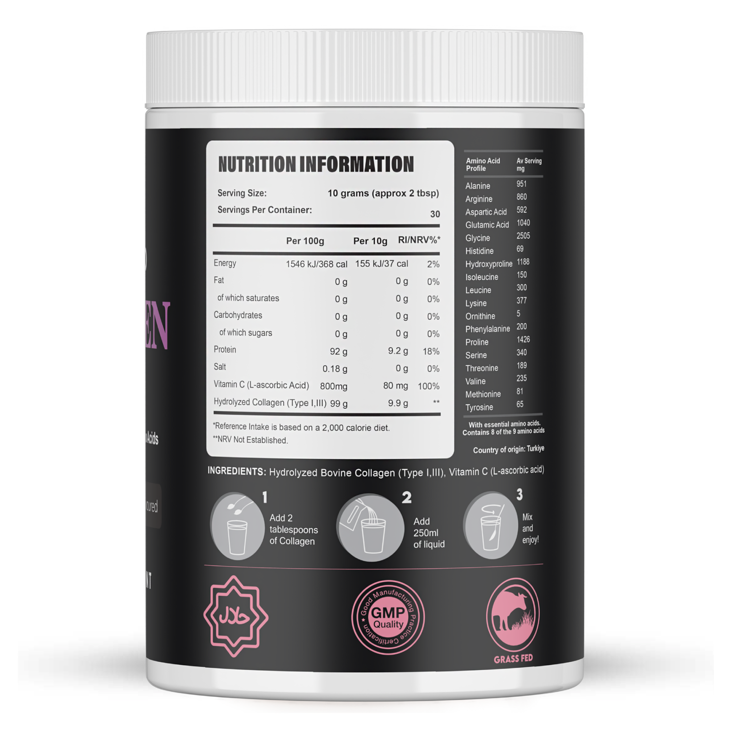 Halal Collagen Powder (Peptides + Vitamin C)